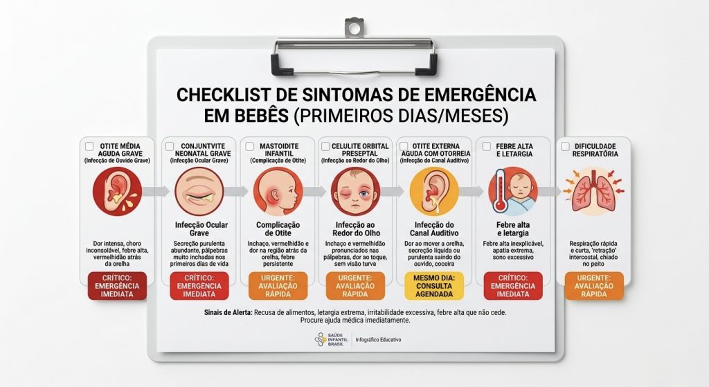 Imagem 6 Lista de verificação de sintomas de infecções oculares de emergência em bebês para pais