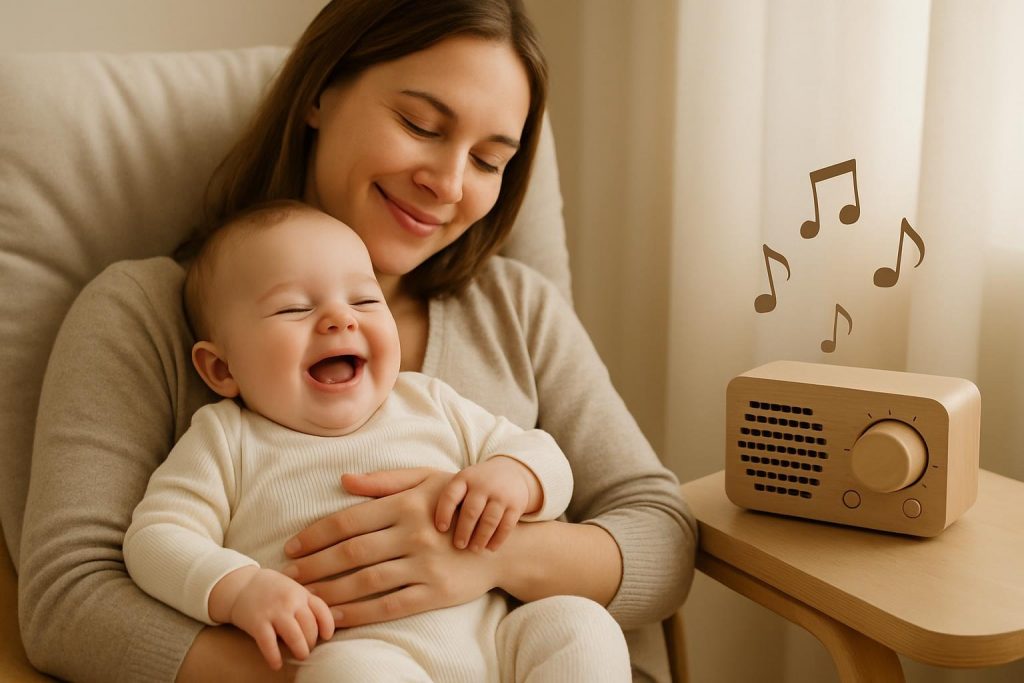 Uma mãe colocando o bebê para dormir sem chupeta. Seguindo as recomendações profissionais.