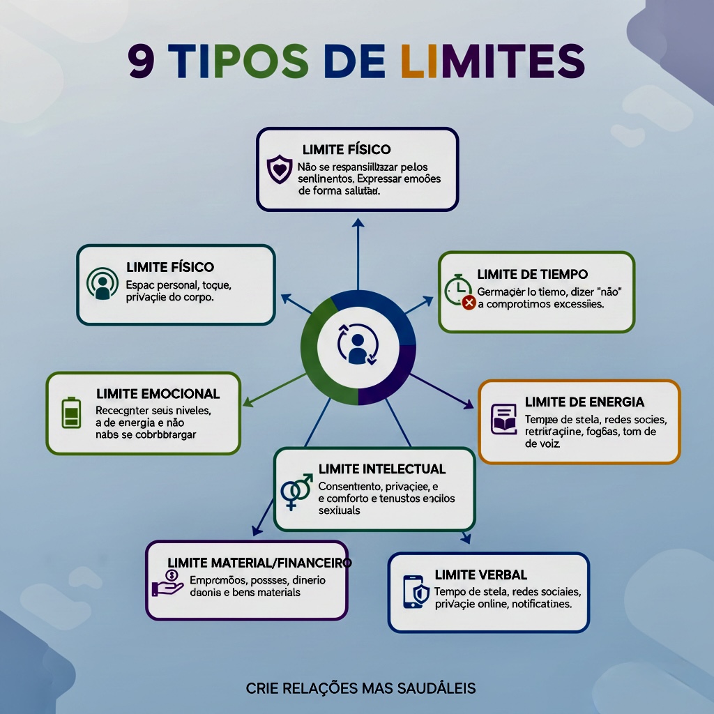 infográfico 9 tipos limites saudáveis nos relacionamentos estabelecer limites