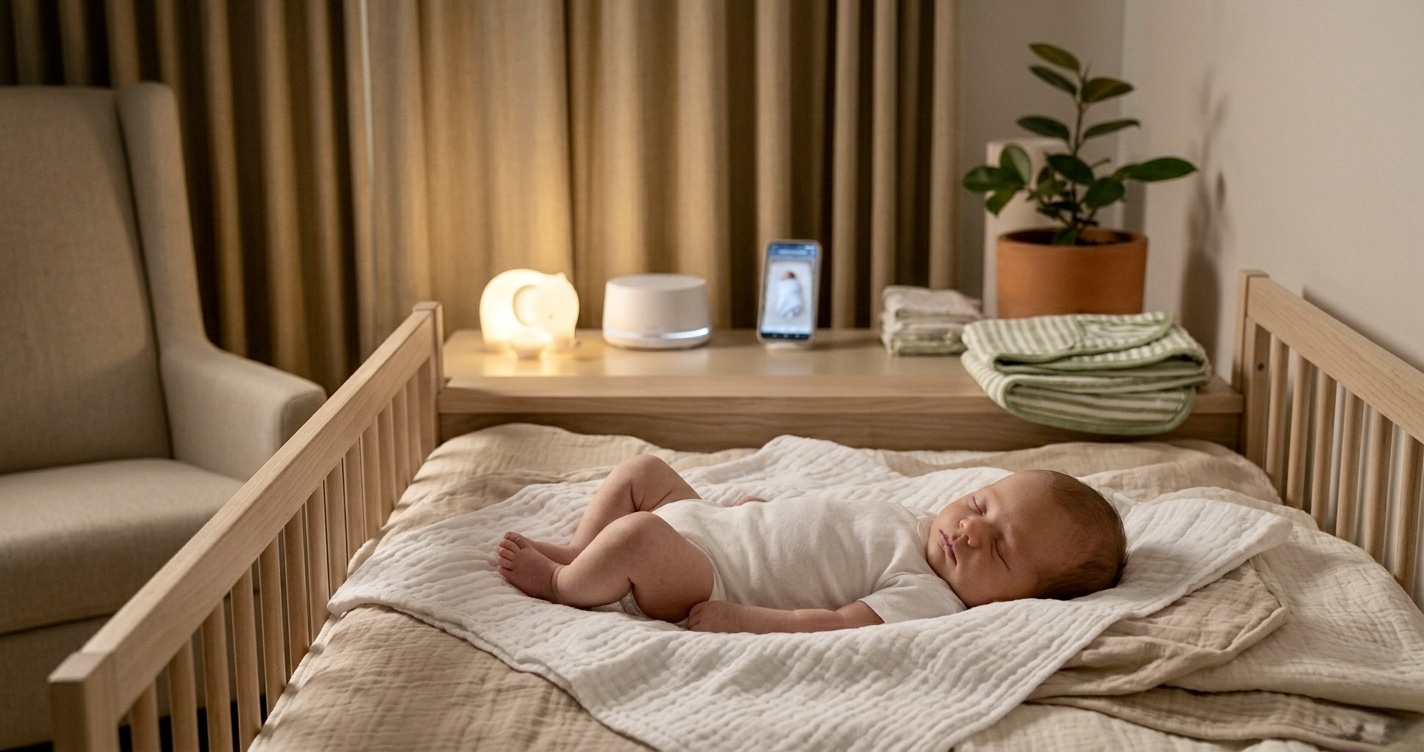 técnicas de sono para bebês - recém-nascido dormindo em berçário seguro e aconchegante